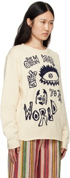 The Elder Statesman Off-White Nora Open Eyes Sweater