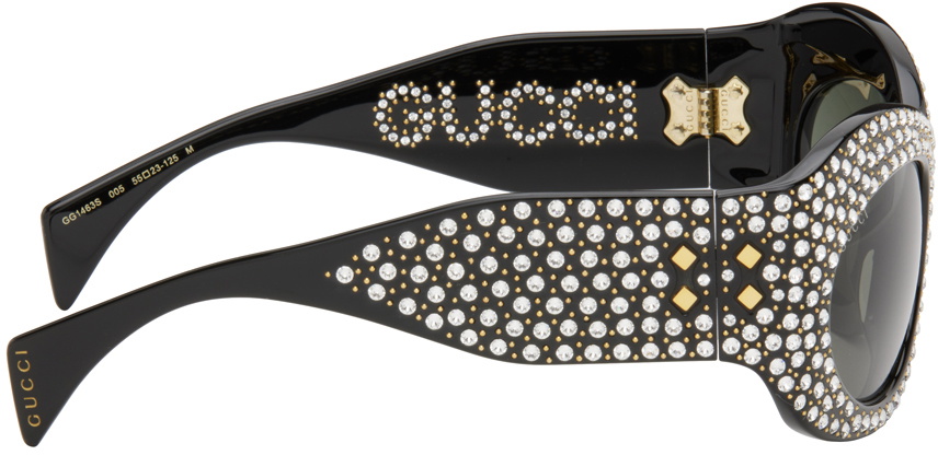 Gucci Black Wrapped Oval Sunglasses