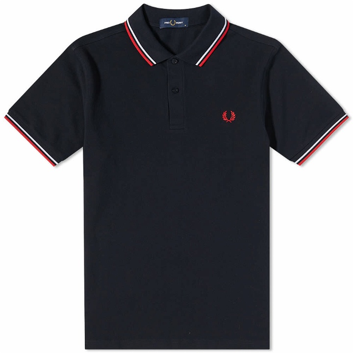 Photo: Fred Perry Authentic Men's Slim Fit Twin Tipped Polo Shirt in Navy/White