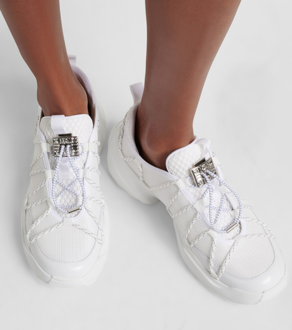 Roger Vivier Viv' Zag leather-trimmed mesh sneakers