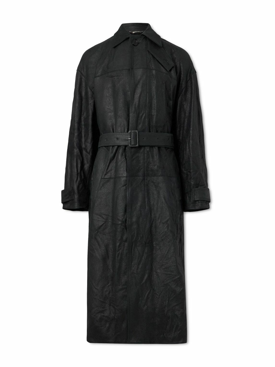 Dolce&Gabbana - Belted Paneled Textured-Leather Trench Coat