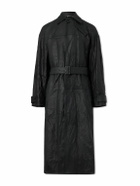 Dolce&Gabbana - Belted Paneled Textured-Leather Trench Coat - Black