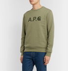 A.P.C. - Carhartt WIP Logo-Print Loopback Cotton-Jersey Sweatshirt - Green