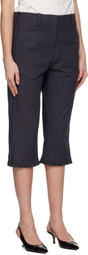 GANNI Gray Pinstripe Capri Trousers