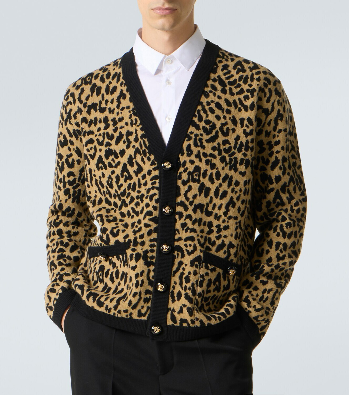 Valentino Jacquard virgin wool cardigan