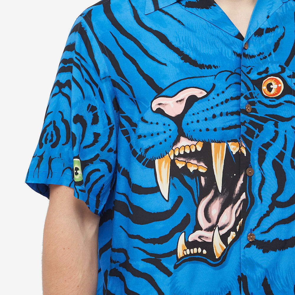 Shop Saint Laurent Tiger Silk Button-Up Shirt