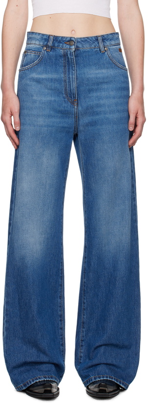 Photo: MSGM Blue Wide-Leg Pre-Washed Effect Jeans