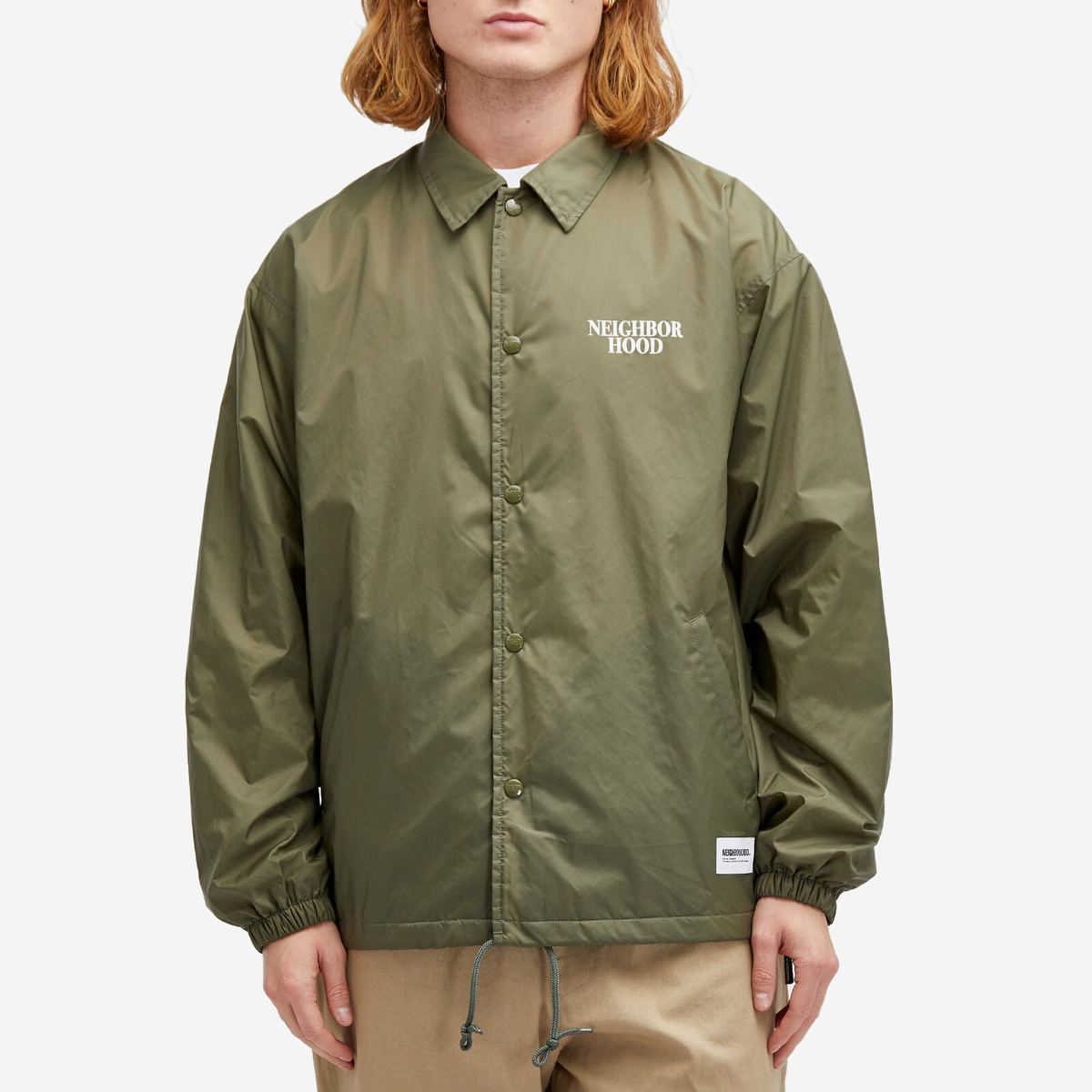 Neighborhood Men's Windbreaker Jacket-1 in Olive Drab