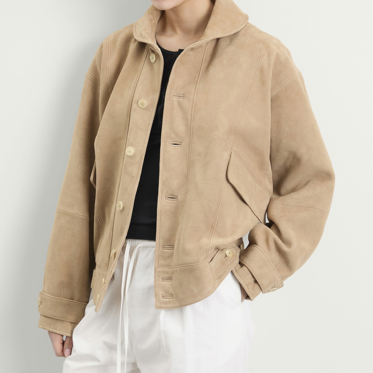 Auralee Women's Suede Blouson in Taupe