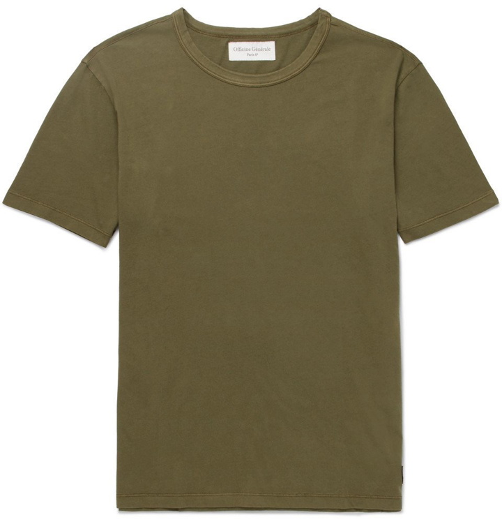 Photo: Officine Generale - Garment-Dyed Cotton-Jersey T-Shirt - Men - Green