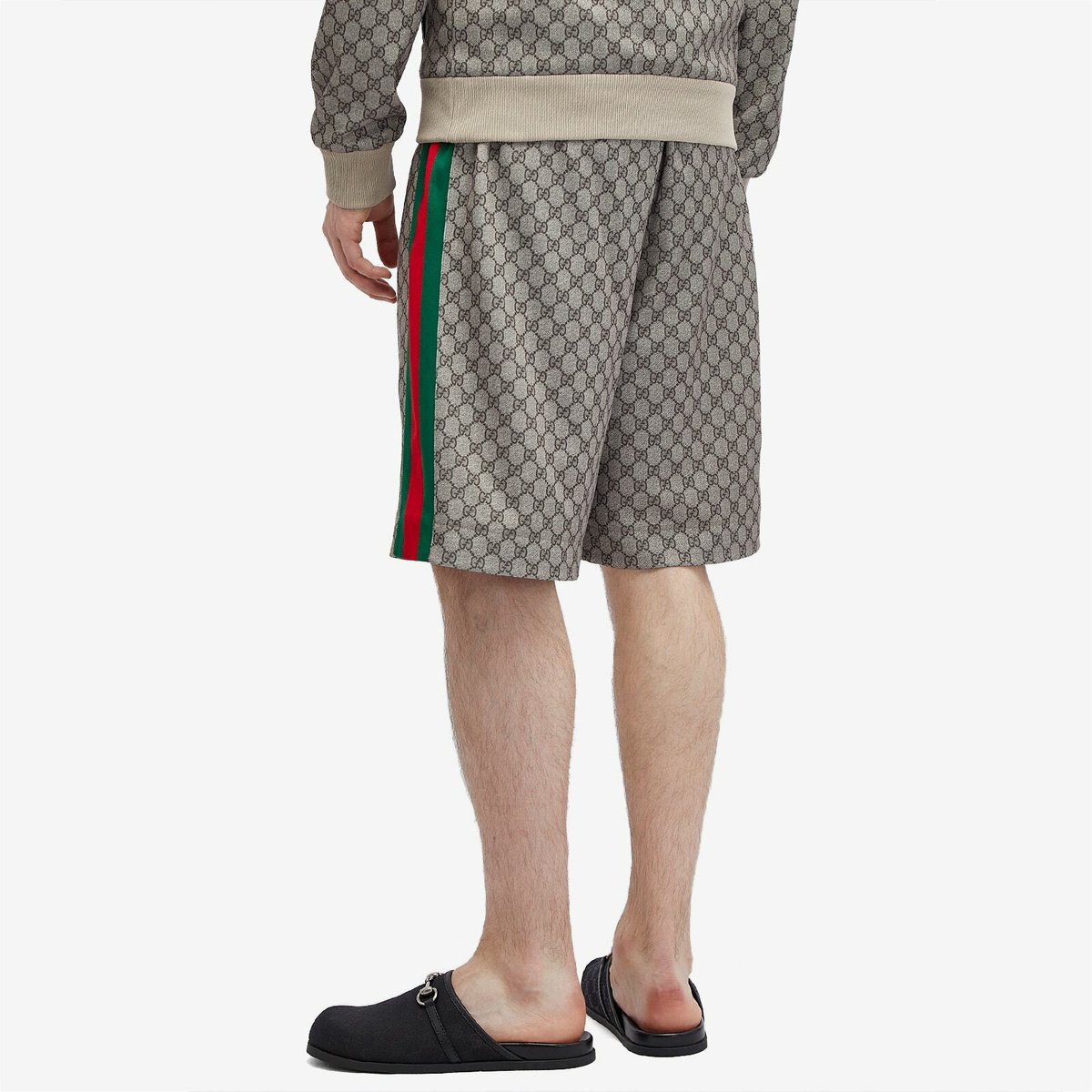 ⭕Gucci GG Monogram Jersey shortpants Printed jersey basketball shorts in black | GUCCI® US