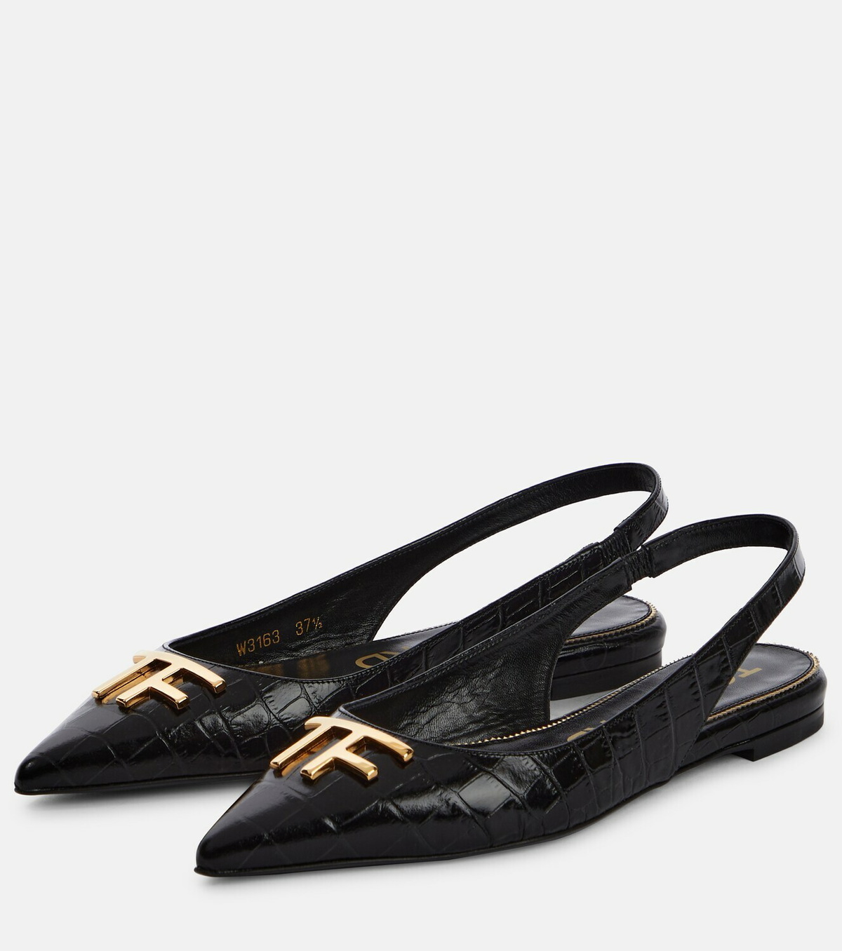 Tom Ford Croc-effect leather slingback flats