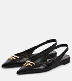 Tom Ford Croc-effect leather slingback flats