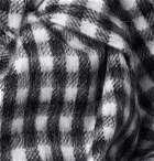 A.P.C. - Fringed Checked Wool and Angora-Blend Scarf - Black