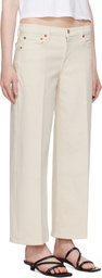 Re/Done Off-White Comfort Stretch Wide Leg Crop Jeans