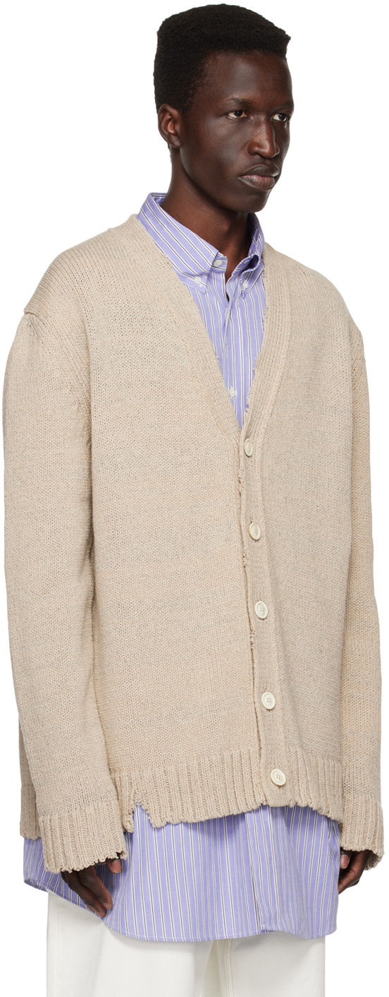 Maison Margiela Beige Distressed Cardigan Maison Margiela