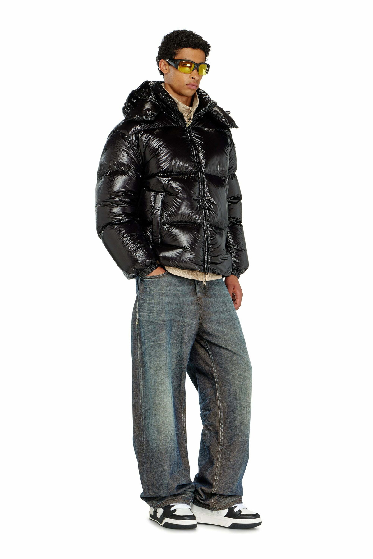 Diesel Down puffer jacket with detachable hood - Winter Jackets Mens in Black