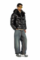Diesel Down puffer jacket with detachable hood - Winter Jackets Mens in Black