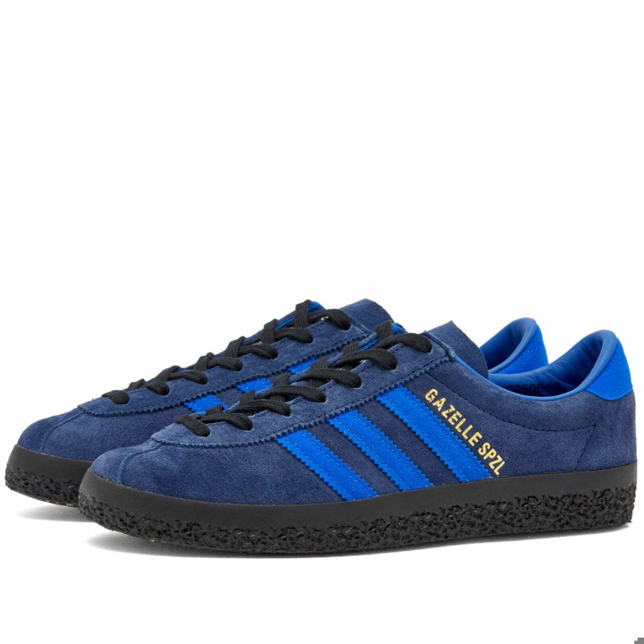 Photo: Adidas Statement Adidas SPZL Gazelle Sneakers in Dark Blue/Black