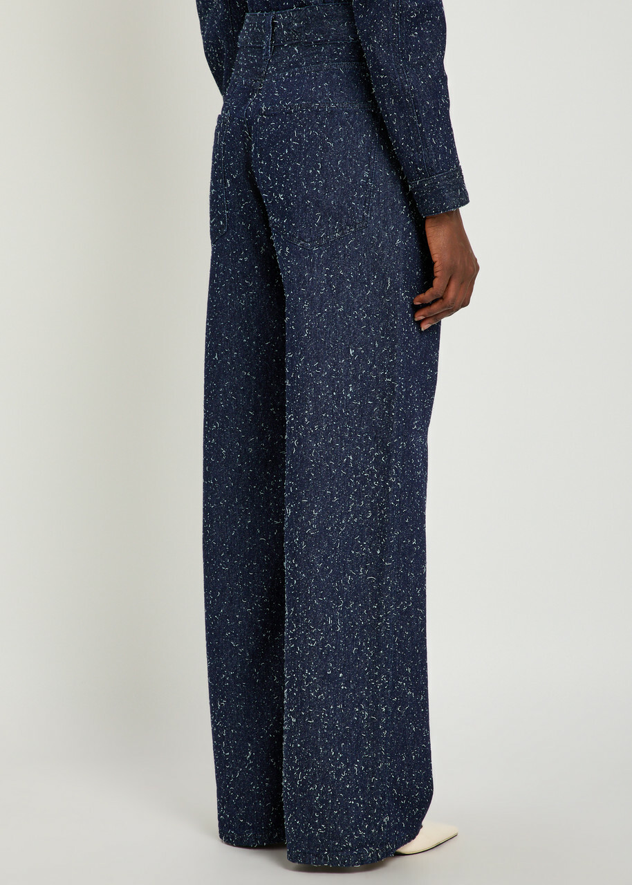 Jacquemus Le De-nimes Large Frayed Wide-leg Jeans Navy
