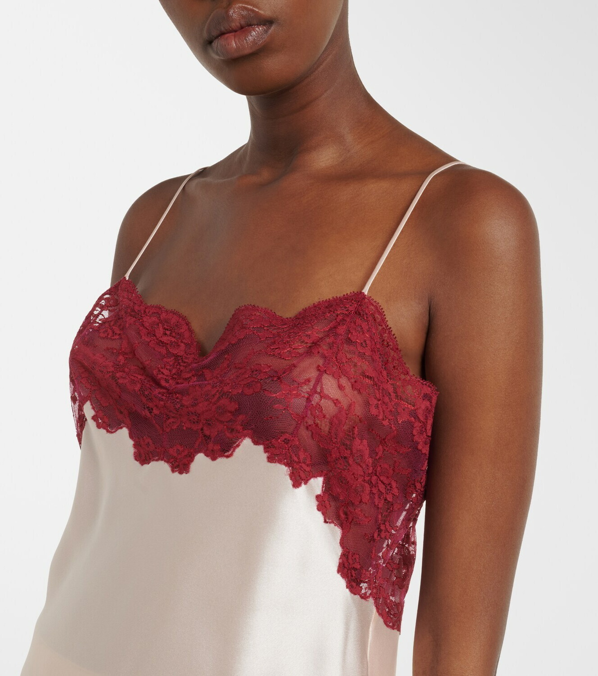 Saint Laurent Lace-trimmed silk satin camisole