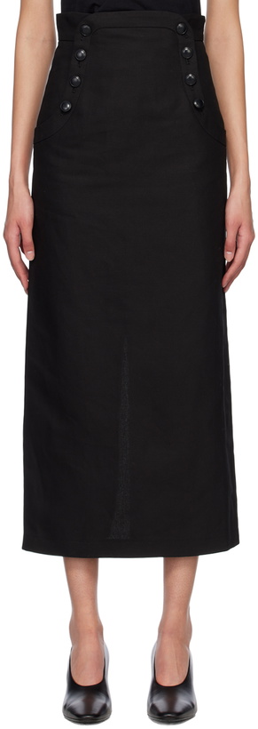 Photo: Mame Kurogouchi Black Buttoned Midi Skirt