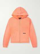 NAHMIAS - Distressed Cotton-Jersey Zip-Up Hoodie - Orange