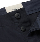 Folk - Navy Assembly Tapered Pleated Cotton-Canvas Trousers - Men - Navy