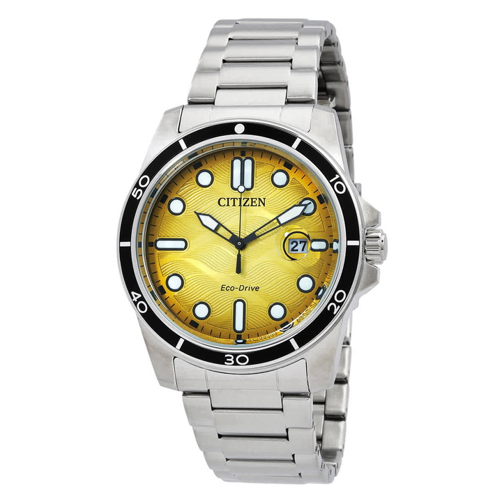 Photo: Citizen Marine 1810 Eco-Drive Yellow Dial Mens Watch AW1816-89X