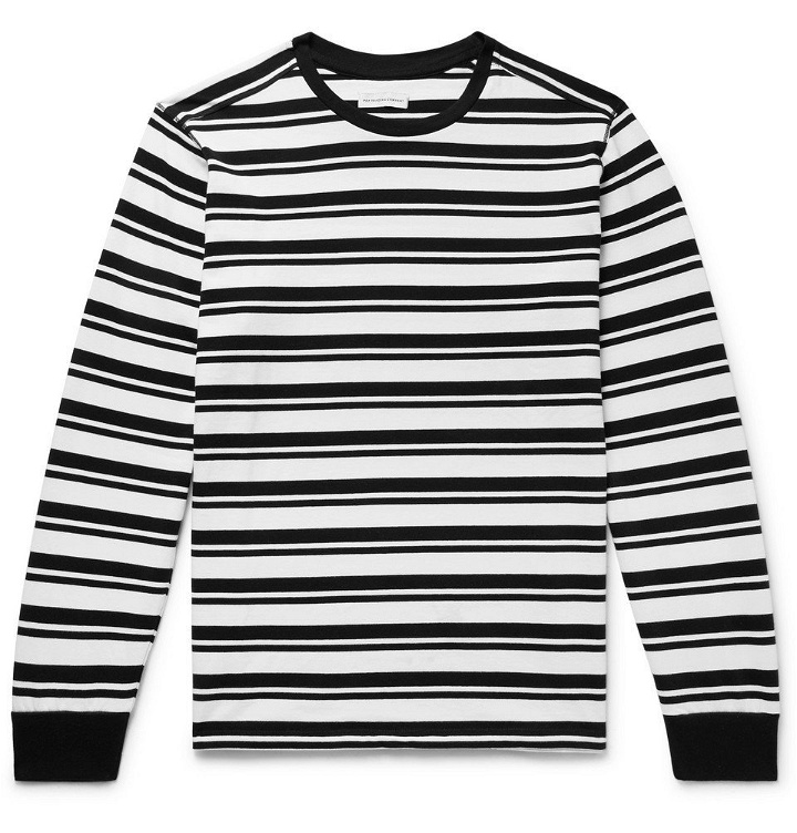 Photo: Pop Trading Company - Logo-Print Striped Cotton-Jersey T-Shirt - Men - White