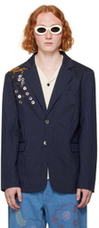 Glass Cypress Navy Pinstripe Blazer