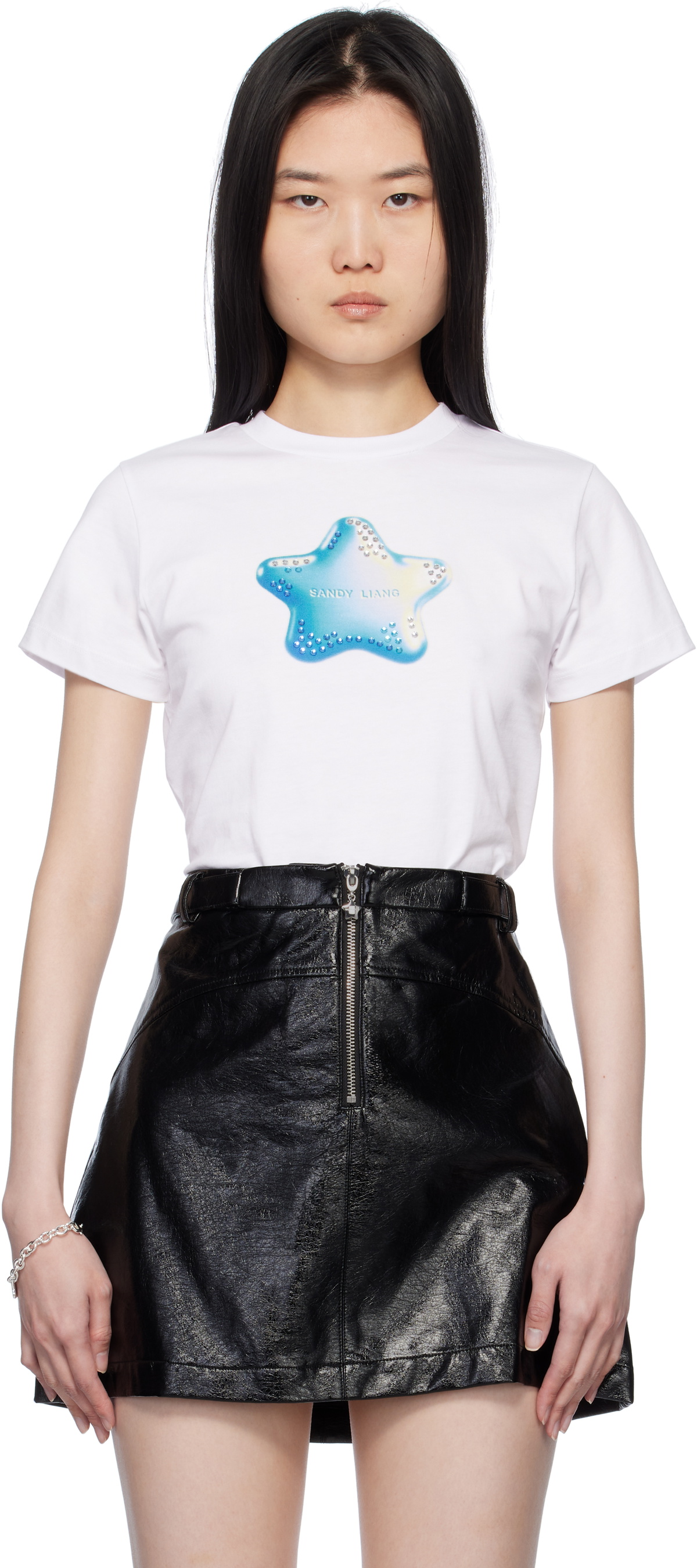 Sandy Liang White Margot T-Shirt Sandy Liang