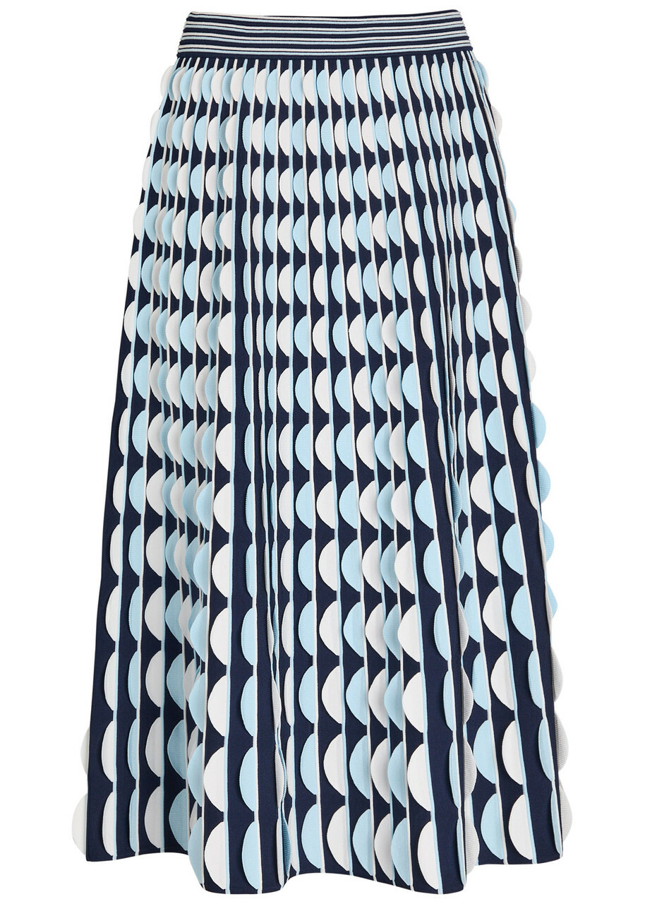 Simkhai Micah Scalloped Knit Midi Skirt Blue