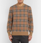 Burberry - Checked Brushed-Cashmere Sweater - Men - Camel