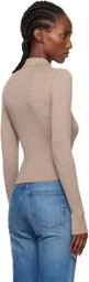 mfpen Beige Knitted Rib Cardigan