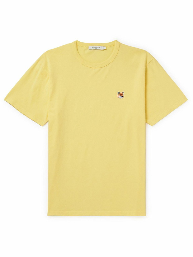 Photo: Maison Kitsuné - Logo-Appliquéd Cotton-Jersey T-Shirt - Yellow