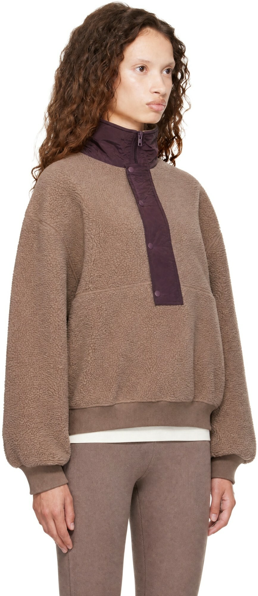 Entire Studios Brown System Half Zip Fleece Sweater
