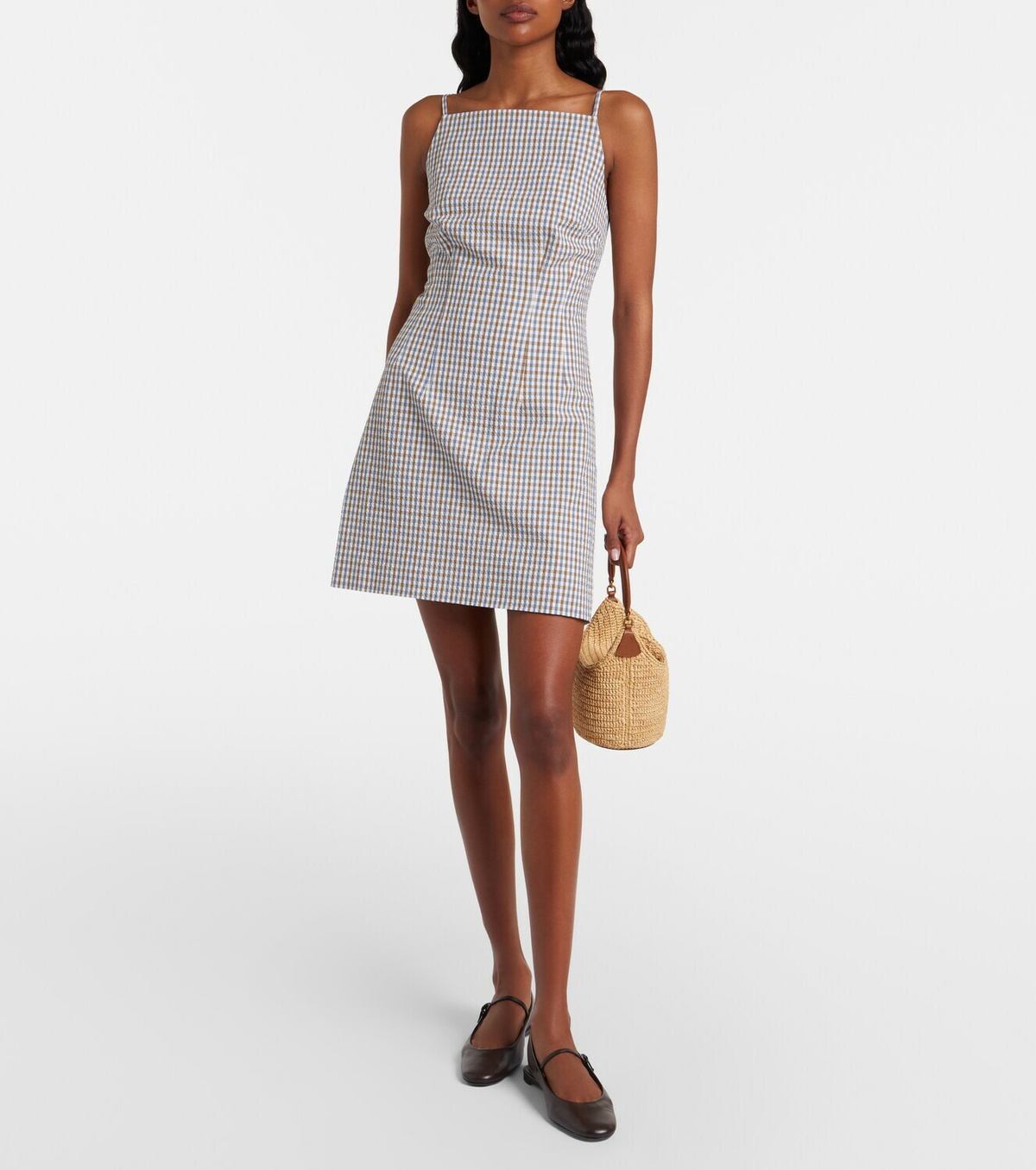 Veronica Beard Gingham cotton seersucker minidress