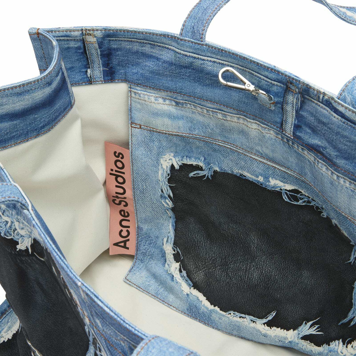 Acne Studios Men's Trompe l’oeil Print Tote Bag in Mid Blue 
