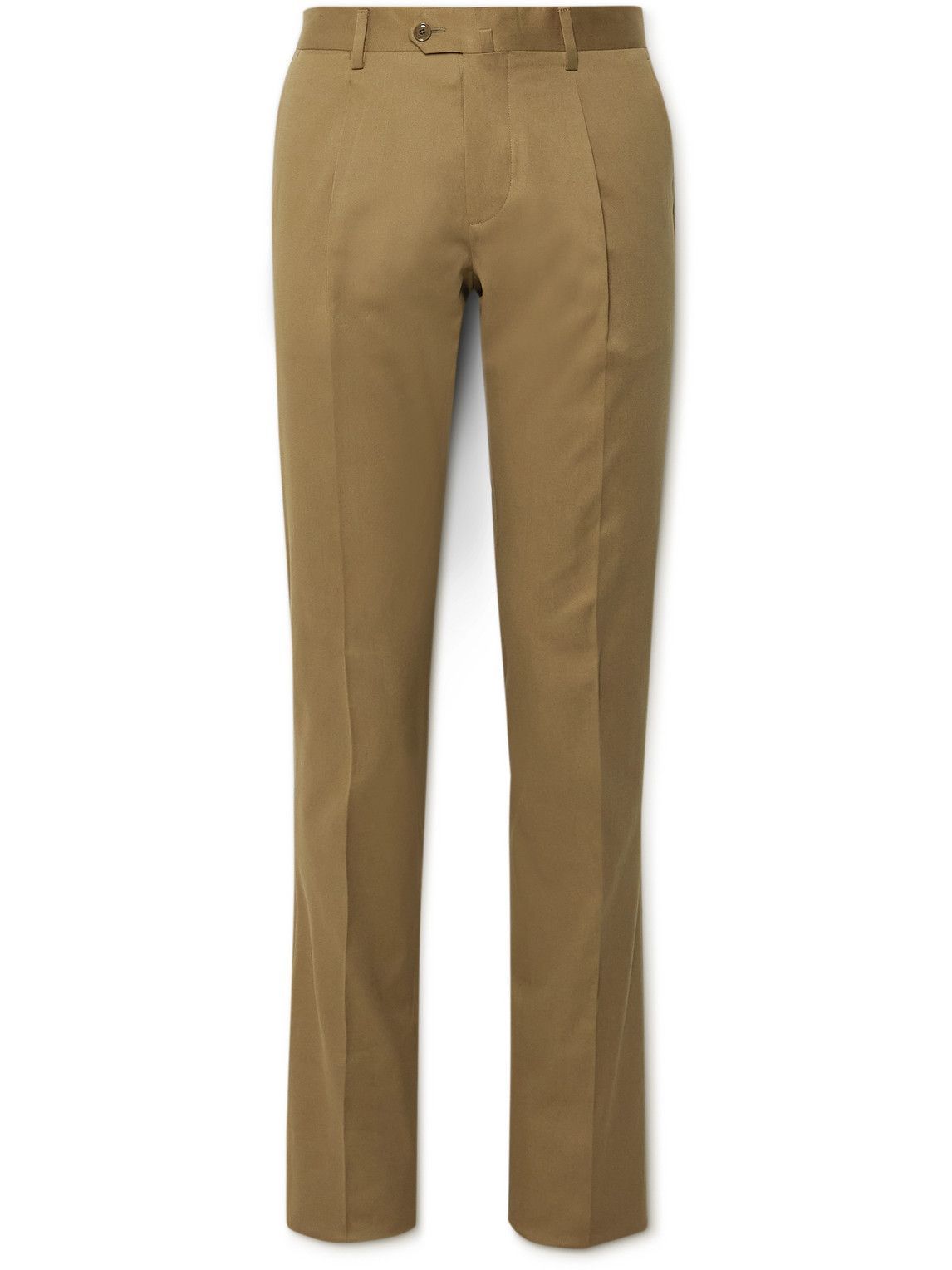 MP Massimo Piombo - Andy Straight-Leg Pleated Cotton-Blend Twill Trousers - Brown
