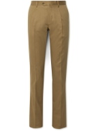 MP Massimo Piombo - Andy Straight-Leg Pleated Cotton-Blend Twill Trousers - Brown