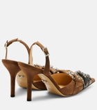 Mach & Mach Buckle Belt 95 suede slingback pumps