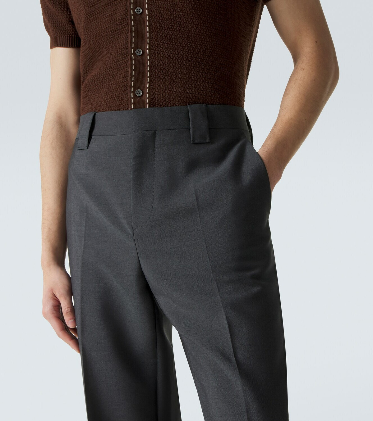 Versace Cropped wool and mohair straight pants