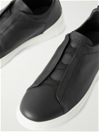 Zegna - Triple Stitch™ SECONDSKIN Full-Grain Leather Sneakers - Black