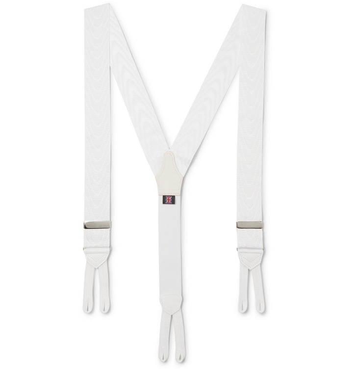 Photo: Favourbrook - Leather-Trimmed Silk-Moire Braces - White