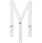 Favourbrook - Leather-Trimmed Silk-Moire Braces - White