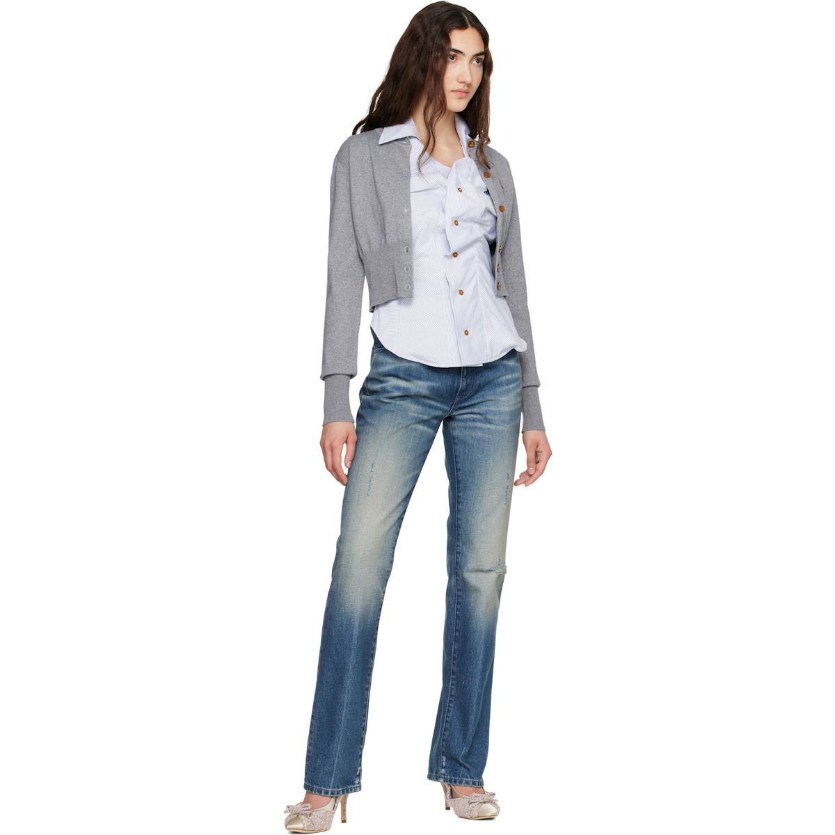 Vivienne Westwood Gray Bea Cropped Cardigan