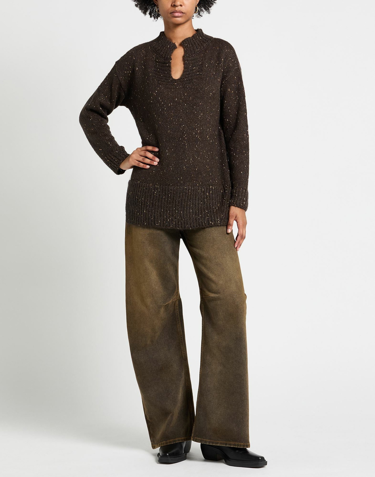 Manila Grace Womens Sweater Dark in Brown