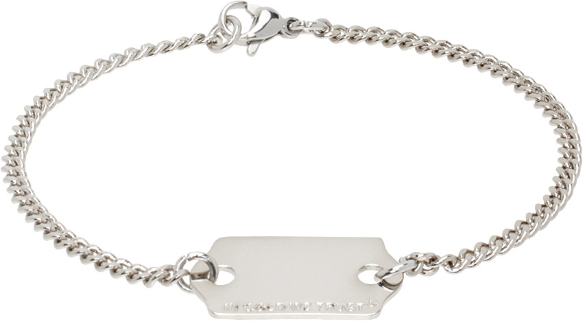 IN GOLD WE TRUST PARIS SSENSE Exclusive Silver Price Tag Bracelet