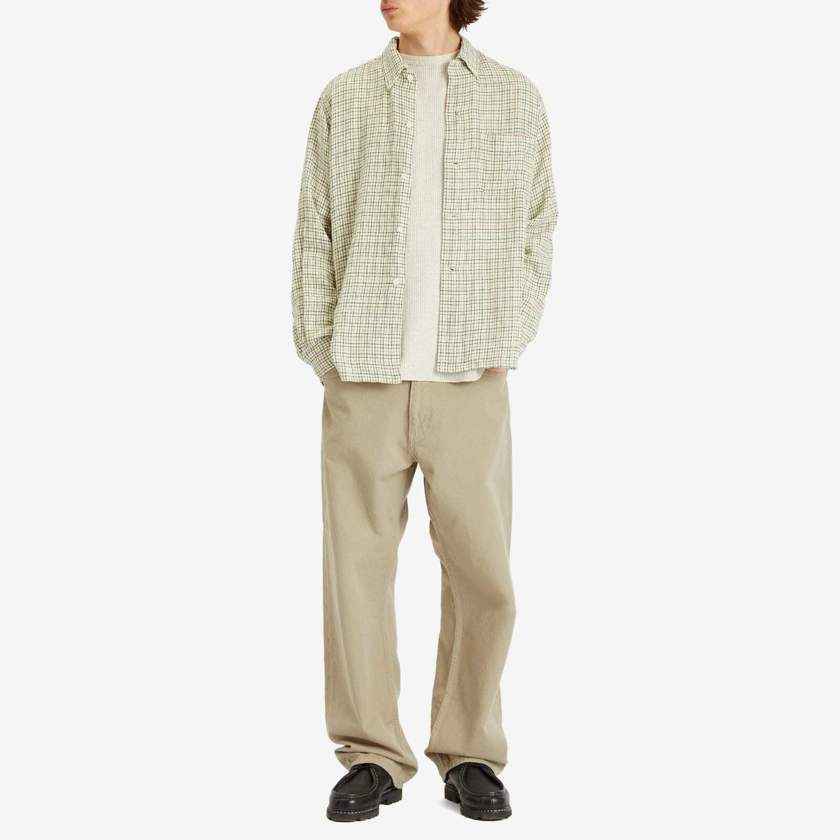 Beams Plus Men's Gunclub Mesh Button Down Shirt in White